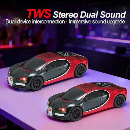 WSTER Luxury Sports Car Model Bluetooth Speaker with HD Sound, TWS Stereo Pairing, Display Screen, Built-in Microphone, Unique Bluetooth Car Speaker for Home, Party, Outdoor & Beach (Red)