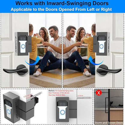 Anti Theft Ring Doorbell Mount, All Metal Ring Camera Door Mount Upgrade with Charging Port, No Drill Ring Doorbell Holder for Home Apartment Door, Compatible with Ring / Blink Video Doorbell