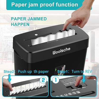 Woolsche Paper Shredder,10-Sheet Cross Cut with 3.43-Gallon Basket, P-4 Security Level,3-Mode Design - Shreds CD and Credit Card,Durable,Fast and Jam Proof for Home Office (ETL Certified)