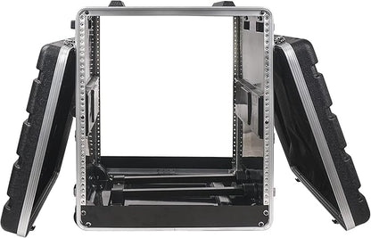 Sound Town Lightweight 12U PA DJ Rack/Road Case with 11U Rack Space, ABS Construction, 19" Depth, Retractable Handle, Wheels and Heavy-Duty Latches (STRC-A12UT)