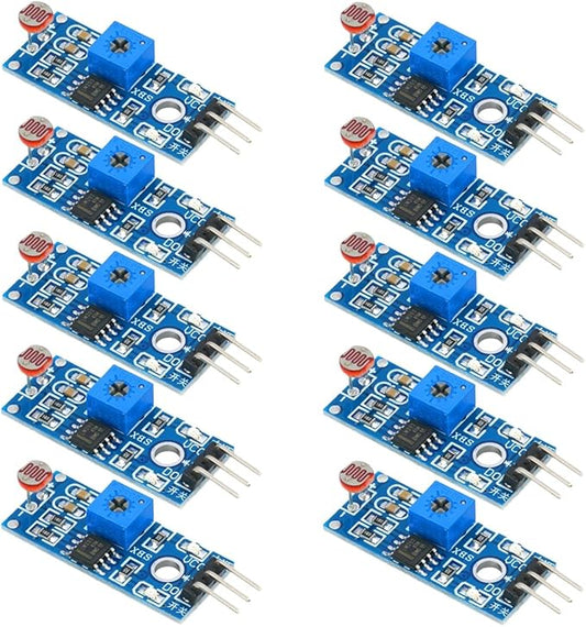 Gebildet 10pcs LDR Photosensitive Sensor Module 3 Pins 5MM Light Dependent Resistor Sensor Module Digital Light Detection LM393