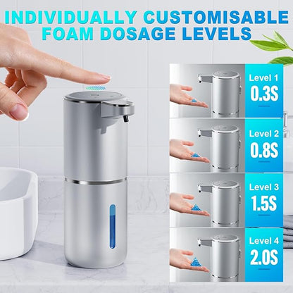 Amyzavls Automatic Liquid Soap Dispenser,380ml Wall Mount Touchless 4 Gear Adjustable Electric Liquid Soap Dispenser,USB Rechargeable with Sensor for Bathroom,Kitchen,Office