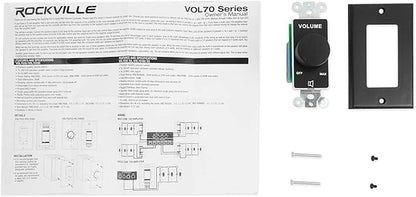 Rockville VOL7035 Black 35W 70V Wall Volume Control Zone Controller, 11-Step Attenuation, 1-Gang Black Finish, Durable Design for Commercial Audio Systems