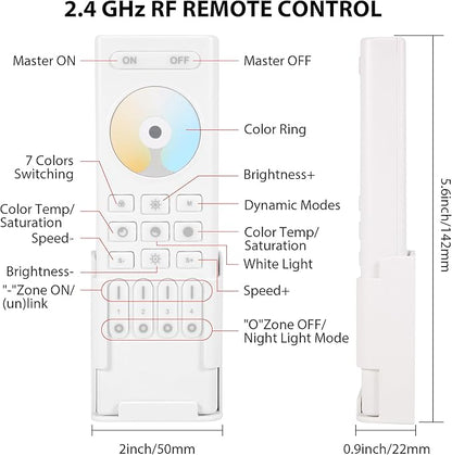 XXK 4-Zone 2.4G Wireless RF Remote Control, 99ft 360 Control, 4 Channel Group Control for Home CCT LED Strip Lights