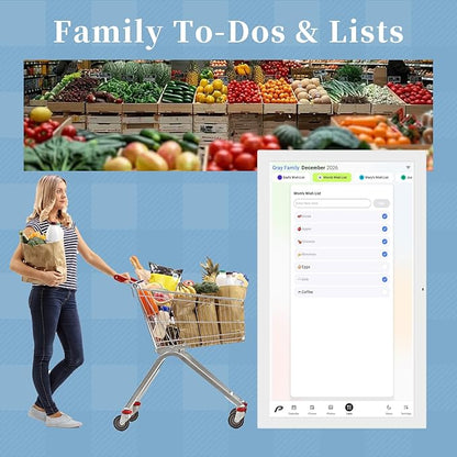 Digital Calendar, 21.5 inch Wall Planner & Chore Chart, FULL HD Interactive Touchscreen Display, Portable Smart Family Organizer, Event Planner, Perfect for Family Schedules - Wall Mountable in Portrait or Landscape, No Subscription