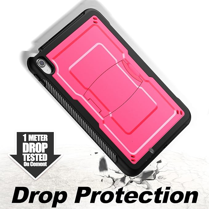 SEYMAC stock Case for iPad (A16) 11th/10th Generation 11''/10.9'' 2025/2022, with Built-in Screen Protector, Shoulder Strap, Built-in Kickstand, Rugged Full Body Shockproof Protective Case, Pink