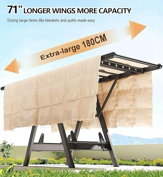 Heavy Duty Clothes Drying Rack Foldable –71" Extra Large Clothes Airer Drying Rack, Extra-ThickMetal Laundry Dryer Stand with Wheels, Free-Standing Design Indoor & Outdoor Use, 71inchx17.7inch