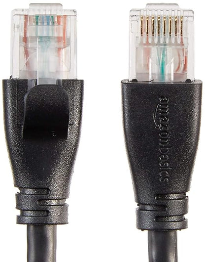 Amazon Basics RJ45 Cat 6 Ethernet Patch Cable, 1Gpbs Transfer Speed, Gold-Plated Connectors, 10 Foot - Pack of 5, Black