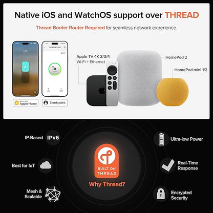 X3 Apple Home Key Door Lock Deadbolt, iOS ONLY, Smart Keyless Entry Door Lock with Fingerprint, Works with HomeKit Over Thread (Border Router), Voice/App/Remote Control, IP65 Weatherproof, Black