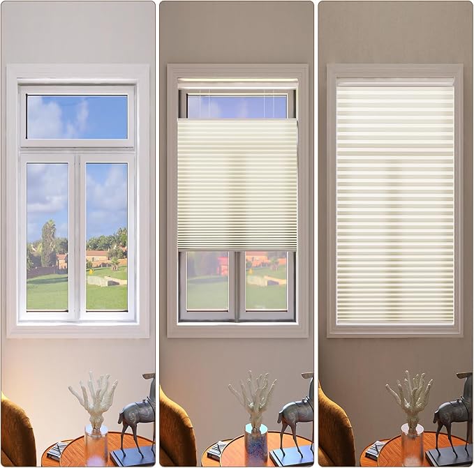 LEXEN Smart Top Down Bottom Up Honeycomb Shades - WiFi Enabled Motorized Cellular Blinds Compatible with Alexa/Google Home Double Cellular Fabric Light Filtering Insulated Custom Sizes-Grey