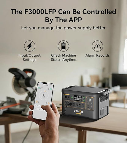 Pecron Portable Power Station F3000LFP with 300W Solar Panel*2, 3072Wh Solar Camping Generator can expand to 9216Wh, 3600W Solar Generator for RV, Home Use, CPAP