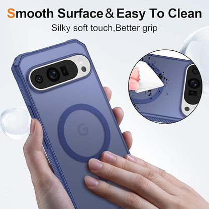 Magnetic for Google Pixel 9 Pro XL Case, [Military Grade Drop Protection] [Compatible with MagSafe] Shockproof Slim Translucent Matte Anti-Slip for Women Girls Men Case, Matte Blue