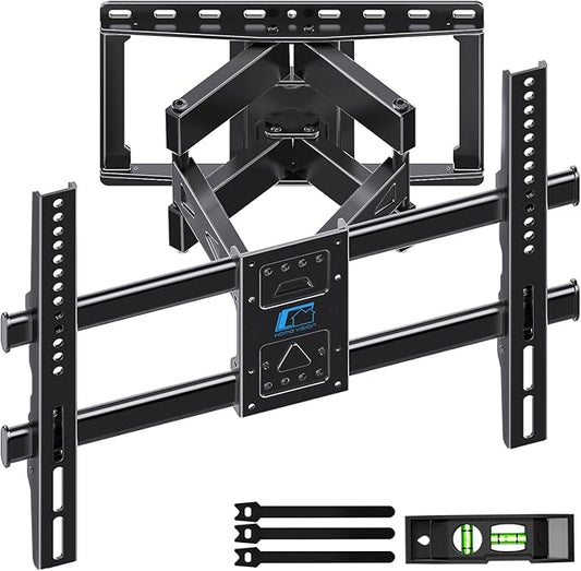 HOME VISION Full Motion TV Wall Mount for 32-85 inch TVs up to 132lbs, Fits 8”/ 12” /16” Wood Studs, TV Mount Wall Bracket with Dual Articulating Arms, Swivel, Tilt, Max VESA 600x400mm