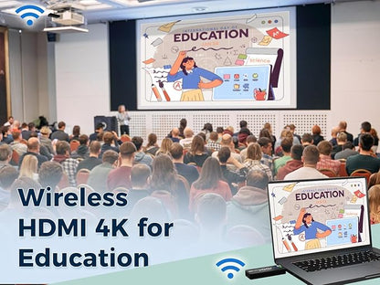 RGBlink 4K Wireless HDMI Transmitter & Receiver, Wireless HDMI Extender Presentation Kit for Meeting Room, Plug & Play, 131ft Low-Latency, PC to TV, Compatible with Yealink MeetingBoard, Ask Nano