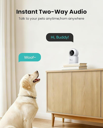 CAMSTRO 3K Indoor Security Camera,360°PTZ Home Baby/Pet Monitor,Auto Tracking,5MP Night Vision,2.4/5GHz WiFi,Motion & Sound Detection,2-Way Audio,SD Card/Cloud Storage,Works with Alexa,No Monthly Fee