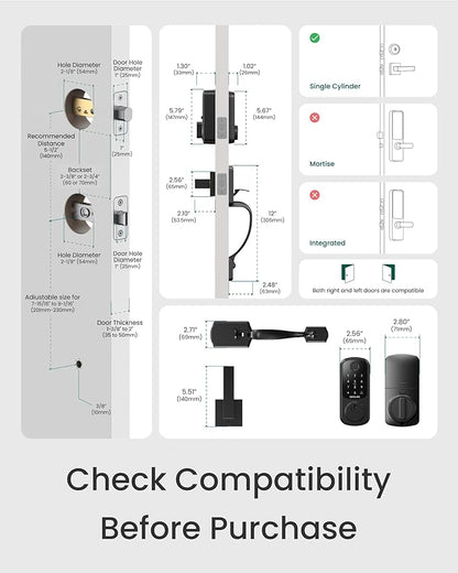 DESLOC B200 Keyless Entry Door Lock with Handle Set, Smart Locks for Front Door, Deadbolt Smart Lock, Front Door Locks Set, Electronic keypad Deadbolt with Handle, 12 Months Battery, IP54