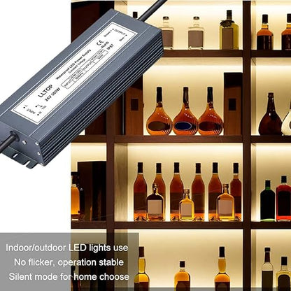 LLTOP LED Power Supply 24V 12.5A 300W LED Driver AC90-130V to 24VDC Converter Low Voltage Transformer Waterproof for Indoor Outdoor LED Lighting