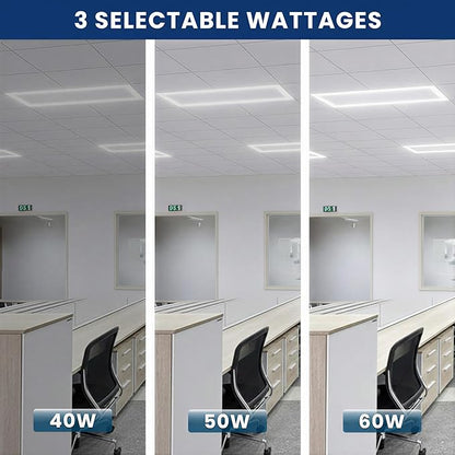 Nothing BUT LEDs 2x4 FT Edge-Lit Frame LED Flat Panel Light, 5CCT Selectable 3000K-6500K & 40W/50W/60W, 7500LM, 0-10V Dimmable, Drop Ceiling Lights Grid Fixture, ETL & DLC Listed, 100-277V, 4 Pack