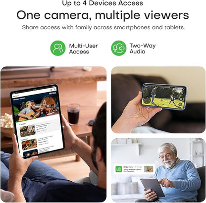 HomiQ 3MP 2K Window Camera for Home Security, 5Ghz & 2.4Ghz WiFi Human Detection Alert, AI Full Color Night Vision with Anti-Glare No Reflection 24/7 Recording, Easy Magnetic Mount for House/Apartment