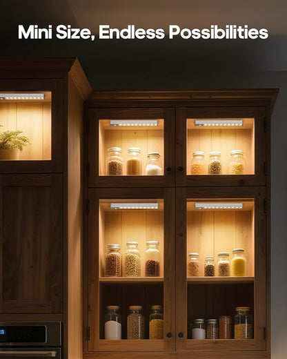 GOODEA Led Under Cabinet Lights Wireless, 7’’ Rechargeable Motion Sensor Light Indoor, Dimmable Closet Lights for Cabinets, Bookshelf, Stair, Hallway Warm White 3 pcs