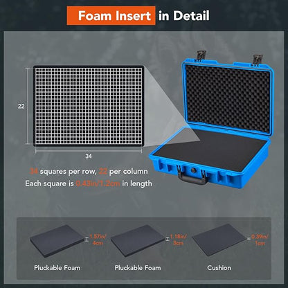 Lykus HC-4410 Waterproof Hard Case with Customizable Foam Insert, Interior Size 17.32x11.42x4.72 in, Suitable for up to 16" laptop,Starlink Mini,keyboard,drill,audio mixer,mic,flashlight,and more