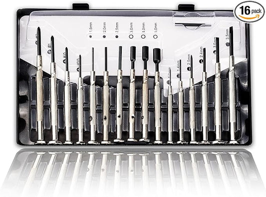 16 PCS Mini Precision Screwdriver Set - Premium Mini Screw Driver Set Kit - 16 Different Sizes of Flat Head Philips for Electronics, Toys, Computer & Watch Repair
