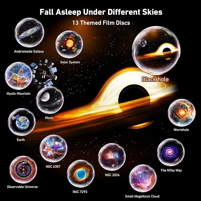 Galaxy Projector Pro, 13 in 1 Home Planetarium Galaxy Projector for Bedroom, Star Projector Galaxy Light with Timer, Night Light Projector for Kids Adults, Ceiling Projector, Room Decor-Black
