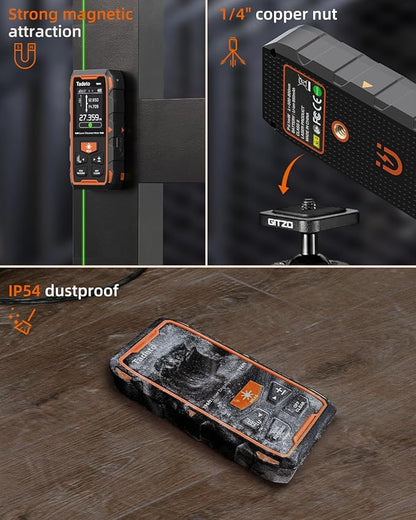 Tadeto Dual Laser Measuring Tool, 393FT/120M Bilateral Laser Measurement Tool Backlit LCD Display, Rechargeable Laser Measure with Ft/in/M Multiple Units Length/Area/Volume/Angle