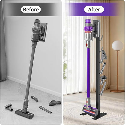 XIGOO Storage-Stand-Docking-Station-Holder Compatible with V15 V10 V8 V7 V6 Cordless Vacuum Cleaners & Accessories, Stable Metal Bracket Organizer Rack, Brushed Black