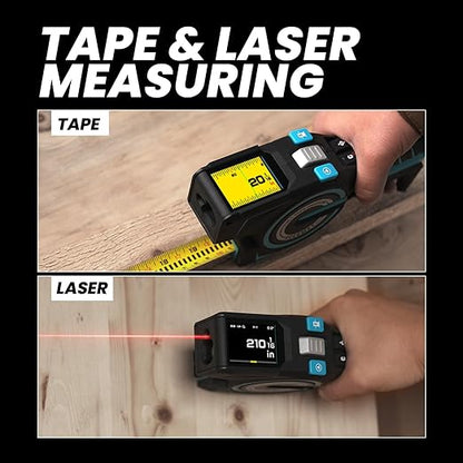 ACEGMET DTX10 Digital Tape Measure - Laser Measurement Tool & Auto Lock Tape with Instant Digital Readout, Green Aligning Laser & Incremental Measurement