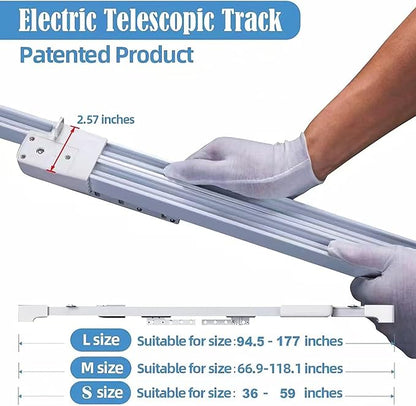 TIPIACE Rechargeable Motorized Curtain tracks to Remote Control Ceiling Mount Electric Retractable Curtain Rail Compatible with Alexa Google Home via Hub (L 94-177 inch OR 240cm - 450cm)