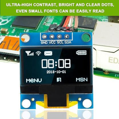 EPLZON 5 Pack 0.96 inch OLED IIC Display Module 128x64 Pixel Mini Self-Luminous Display Screen Board for Arduino Projects Raspberry Pi with Wire(White)