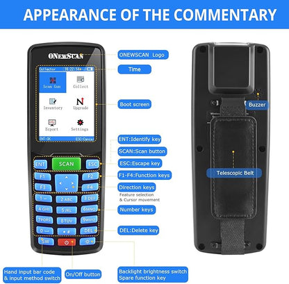 Inventory Scanner, Wireless Barcode Scanner Portable 1D Handheld Bar Code Scanners for Collector Data Terminal Inventory Device 2.8" LCD Screen Barcode Reader for Warehouse, Library, Store