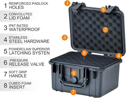 MEIJIA Portable All Weather Waterproof Camera Case With Foam,Fit Use of Drones,Camera,Equipments,Elegant Black,10.62 x9.68x6.87inches