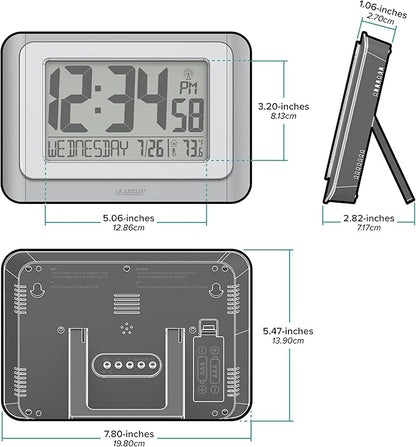 La Crosse Technology 513-88907-INT Digital Atomic Clock with Temperature - Cool Gray/Silver