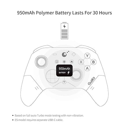 GuliKit ES Fastest Wireless Controller – Hall Anti-Drift&Anti-Snapback Joysticks, Lowest Wireless Latency 3.25ms, Compatible with PC/Switch/Android/Switch 2 Wake-up,30h Battery, Gyro&Turbo for FPS