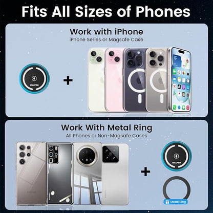 OHLPRO 15W Mag Car Mount Charger for iPhone 16, Fast Wireless Charging Magnetic CD Slot Holder with 3M Adhesive Base for Dashboard, Aluminum Shell, Compatible with iPhone 16/15/14 Pro Max, Blue