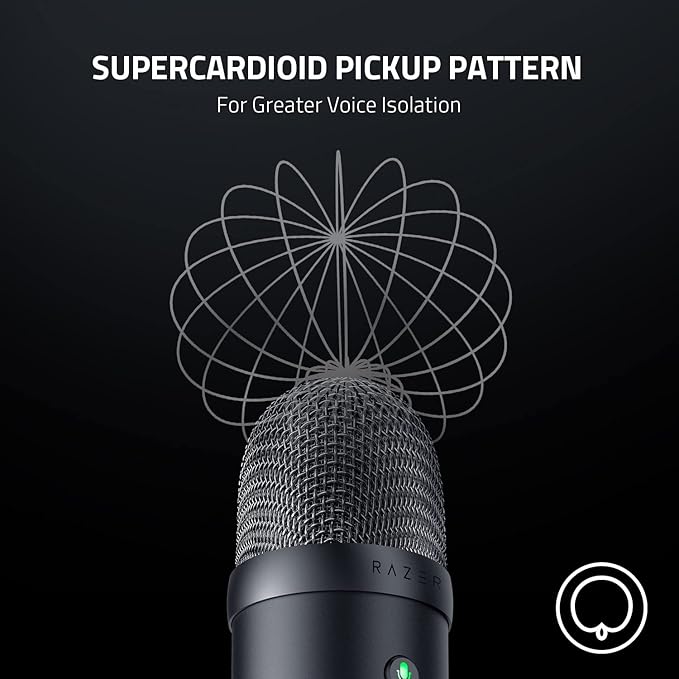 Razer Seiren V2 X USB Condenser Microphone for Streaming and Gaming on PC: Supercardioid Pickup Pattern - Integrated Digital Limiter - Mic Monitoring and Gain Control - Built-in Shock Absorber
