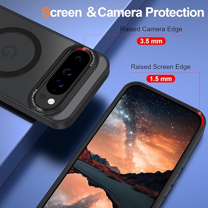 Magnetic for Google Pixel 9 Pro XL Case, [Military Grade Drop Protection] [Compatible with MagSafe] Shockproof Slim Translucent Matte Anti-Slip for Women Girls Men Case, Black
