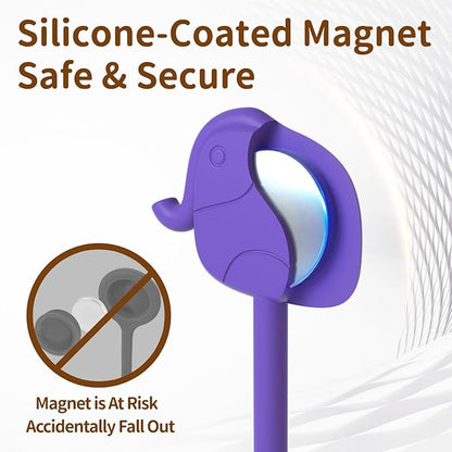 SOLIDATOR Charming Elephant Magnetic Cable Ties – 24 Pack, Reusable Silicone Cord Organizers for Home & Office, Strong Magnetic Hold, Assorted Colors, Perfect for Cable Organization & Decorative Gift