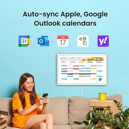 ApoloSign Digital Calendar: Electronic Calendar, Smart Touchscreen Interactive Display for Chore Chart, Family Schedules Planner, Supports All Apps via Google Play (White, 15.6-inch)