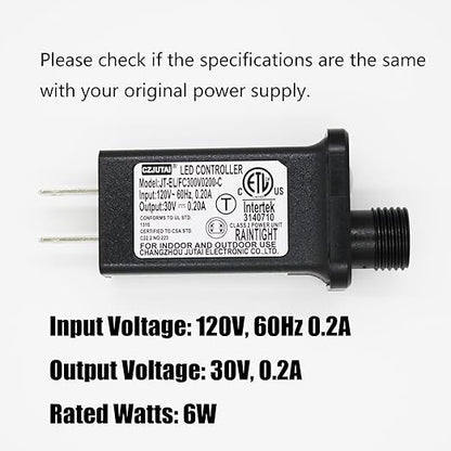 2 PCS 8 Mode Light LED Transformer 30V LED Controller Class 2 Power Supply,Transformer US Plug Adapter Replacement for String Light, not Fit 8 Mode with Control Box and 1 Mode String Light