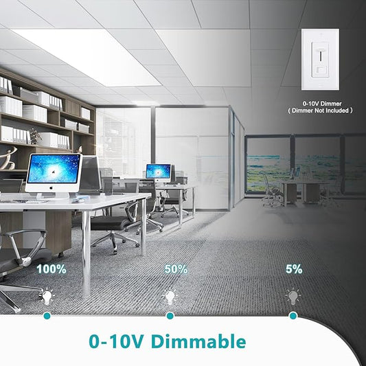 VocgoUU 36-Pack 2x4 LED Flat Panel Light Drop Ceiling Fixture, 50W 40W 30W Switchable & 3CCT Selectable (3000K/4000K/5000K), 0-10V Dimmable, 100-277Vac, ETL & DLC