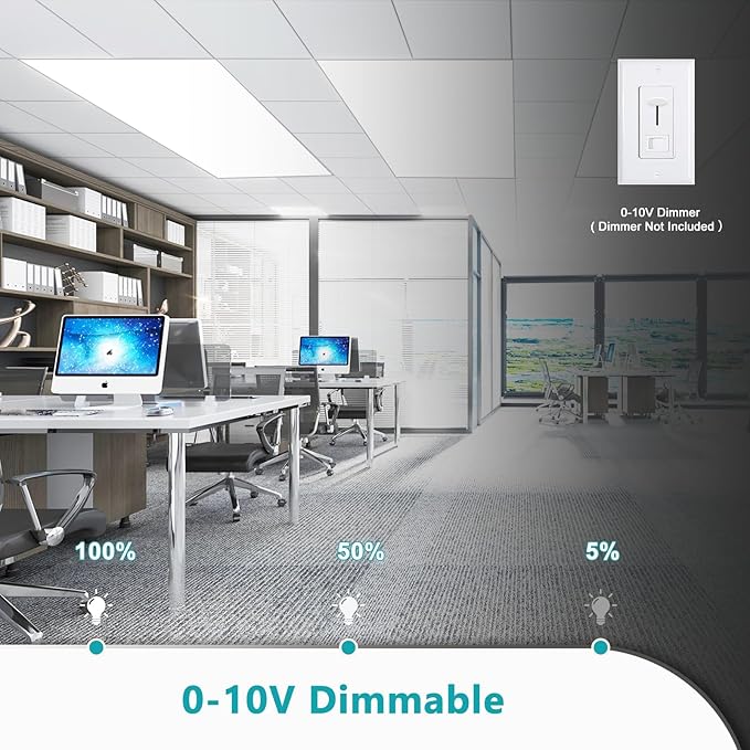 VocgoUU 24-Pack 2x4 LED Flat Panel Light Drop Ceiling Fixture, 3CCT Selectable (3000K/4000K/5000K) & 50W 40W 30W Switchable, 0-10V Dimmable, 100-277Vac, ETL & DLC