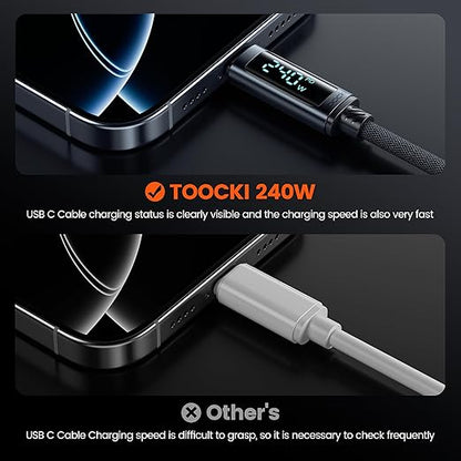 toocki USB C Cable [2Pack,3.3ft] 240W Fast Charging Cord with LED Display Compatible with iPhone 17 16 15 Pro Plus Pro Max Air, iPad Pro, Samsung Galaxy S24 S23, Switch, MacBook Air, Pixel