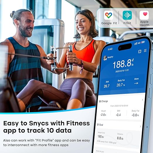 GE Smart Scale for Body Weight, BMI, Fat, Muscle Mass, Digital Bathroom Scales 500lbs Bluetooth 11.8" Large Platform Weighing Machine Health Monitor with App, Blue Button Control