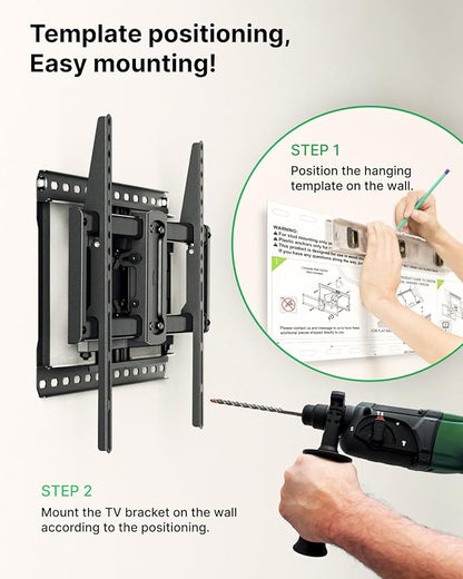 USX MOUNT Full Motion TV Wall Mount for Large TVs 42-97 Inch up to 150 lbs, Wall Mount TV Bracket with Swivel and Tilt, Fits 16",18", 24" Wood Studs, Max VESA 600x400mm Fit 65+ 75+ 85 86 90 TVs XML025