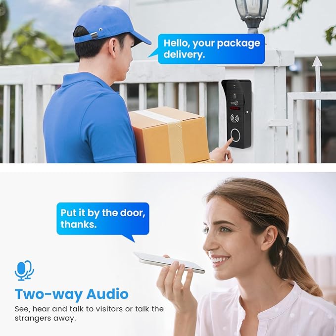 Wired Smart Video Apartments Intercom System,10 Inch Monitors with 1080P Doorbell Camera,3-in-1 Unlocking,TUYA WiFi Door Phone Kits, Ideal for Villas & Homes (1 doorbell + 4 Monitor)