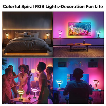 airnasa Spiral LED Table Lamp Set of 2-10 Color Modes, Touch Dimming, Modern Nightstand Lights for Bedroom & Living Room