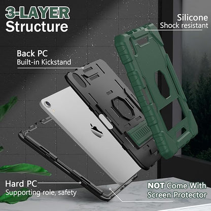 Grifobes Case for iPad Mini 7 (A17 Pro) 2024 / Mini 6 2021 8.3 inch, Heavy Duty Shockproof Rugged Cover with Pencil Holder Stand, for I Pad Mini 7th/6th Gen 8.3" Case for Kids Boys (Deep Green)